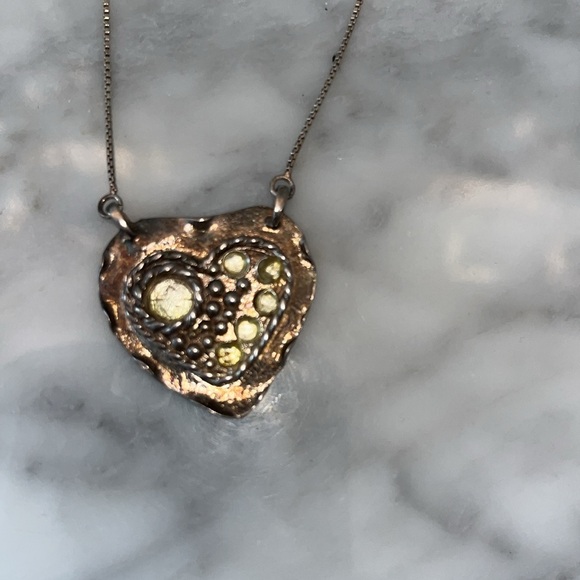 925 Sterling Silver heart necklace and chain 16 inches - Picture 2 of 5